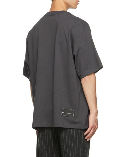 we11done Black Logo-Print Crew Neck T-Shirt for men