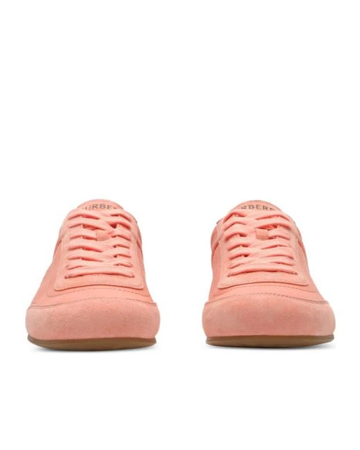 Burberry Pink Leather Knight Runner Sneakers