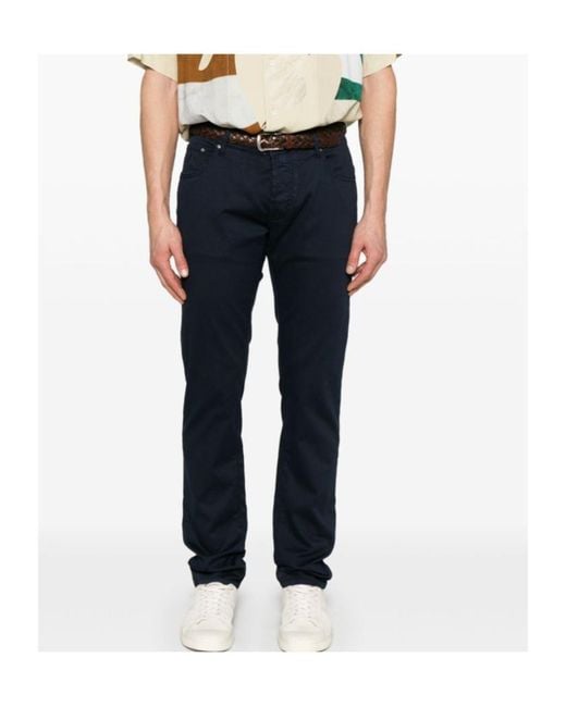Jacob Cohen Blue Nick Slim Diagonal Str. Five-Pocket Jeans for men