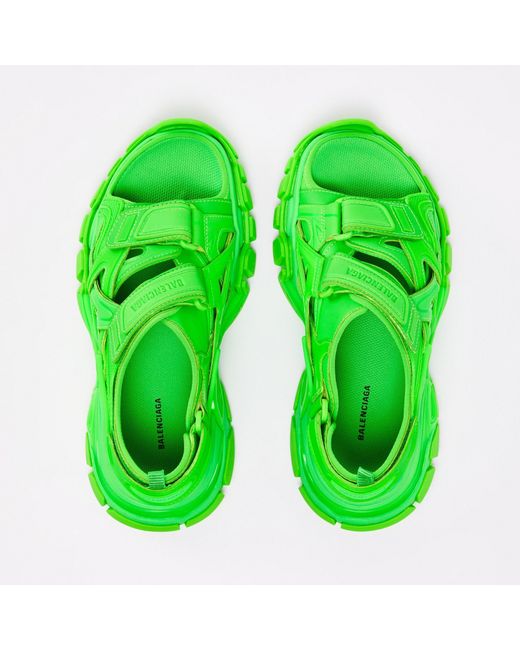 Balenciaga Green Track Logo Flat Sandals