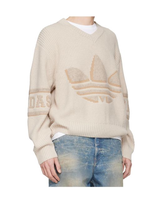 Adidas Originals Blue X Clot By Edison Chen V-Neck Logo Knitwear for men