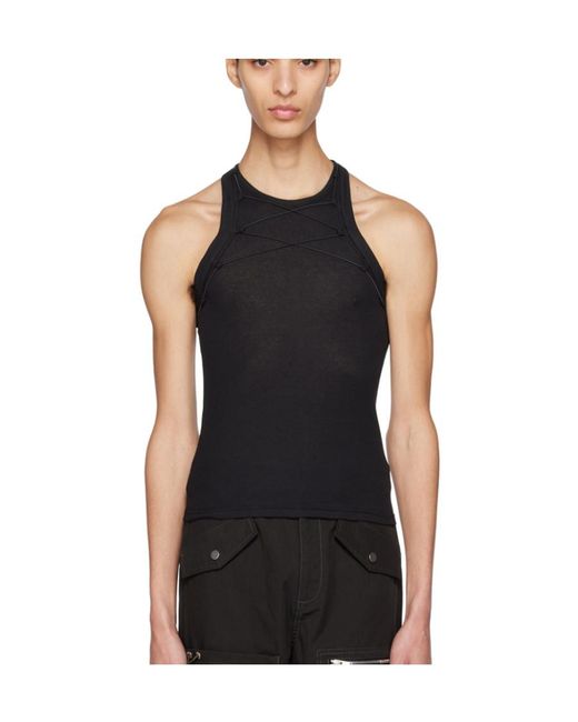Dion Lee Black Lock Cotton Tank Top for men