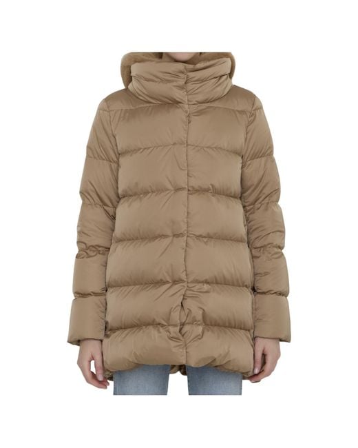 Herno Natural Hooded Quilted Down Coat
