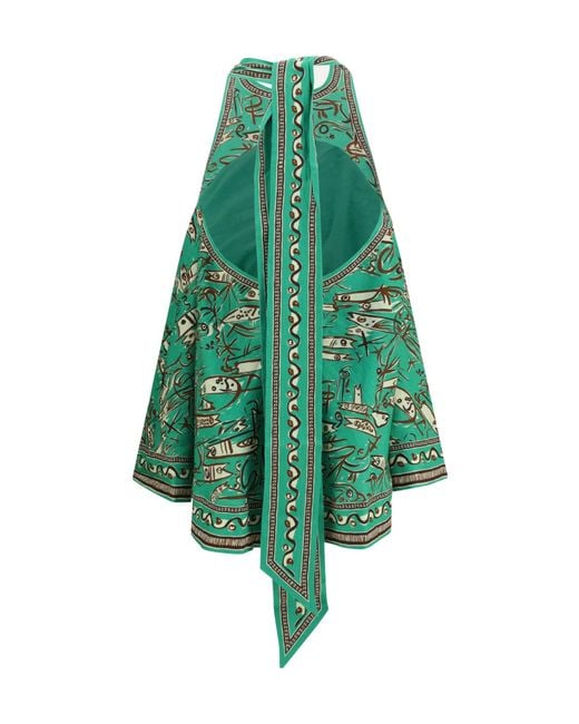 ALÉMAIS Green Fish Sticks Mini Dress
