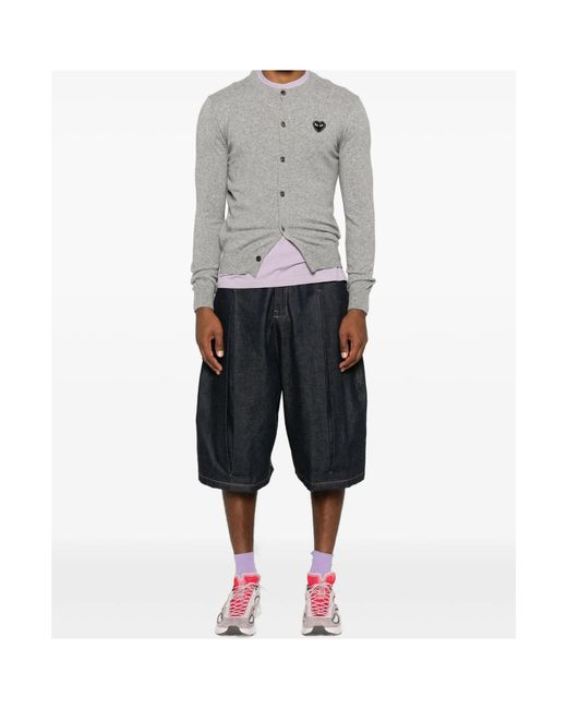 COMME DES GARÇONS PLAY Gray Comme Des Garçons Play Logo Patch Crewneck Cardigan for men