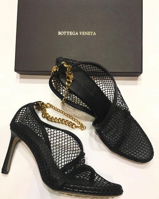 Bottega Veneta Black Mesh Overlay Pumps