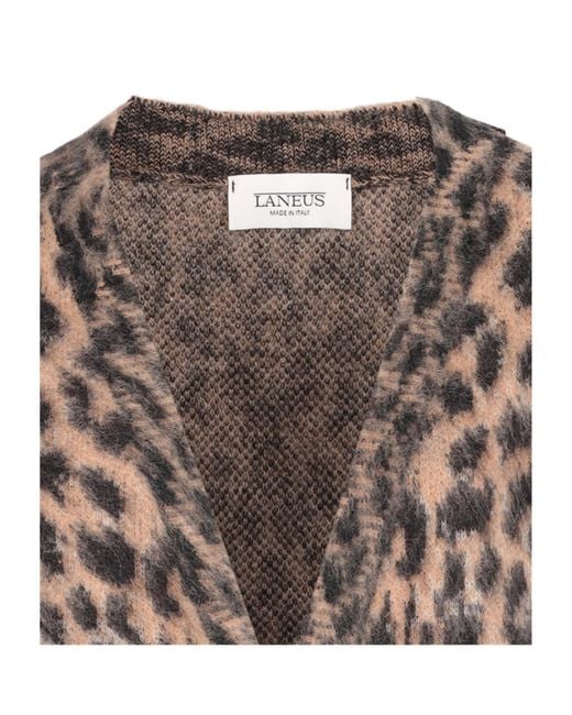 Laneus Brown Leopard Cardigan for men
