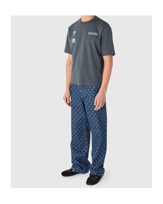 MARINE SERRE Blue Denim Straight Jeans for men