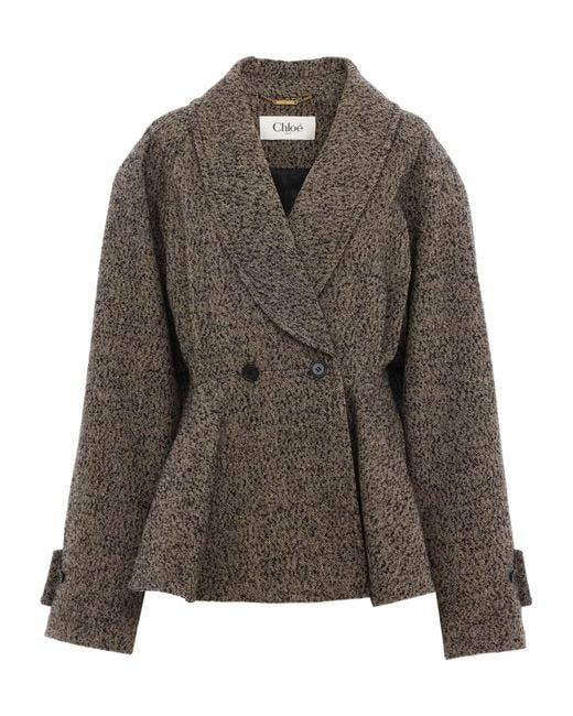 Chloé Brown Chloé Double-Breasted Short Riding Coat