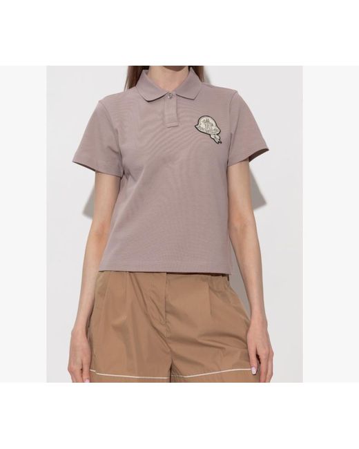 Moncler Gray Logo-Patch Polo Shirt