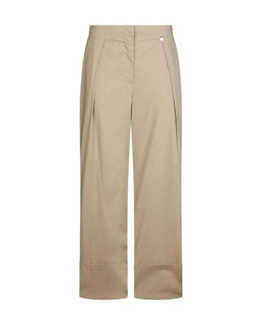 Liu Jo Natural Pleated Wide-Leg Pants