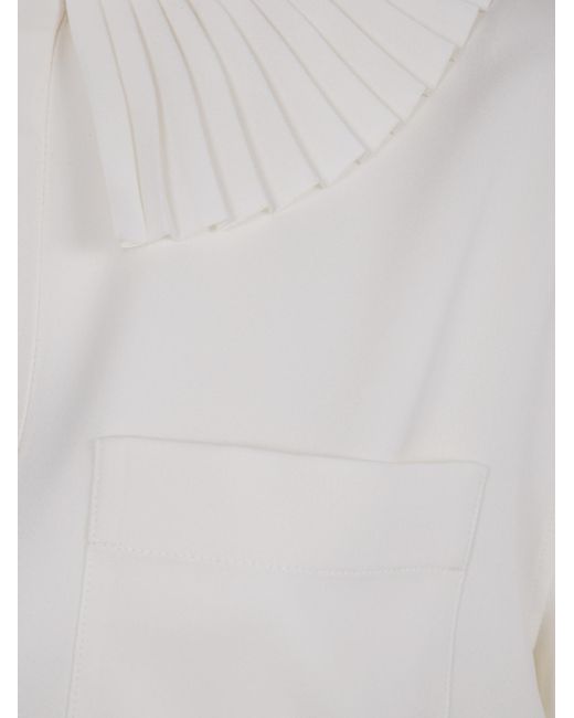 Philosophy Di Lorenzo Serafini White V-Neck Ruffled Shirt