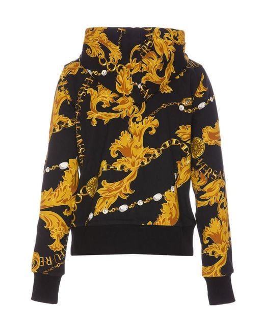 Versace Jeans Black Logo Couture-Print Cotton Hoodie