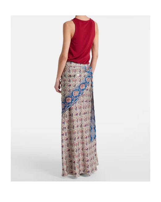 Rabanne Gray Paisley Satin Maxi Skirt