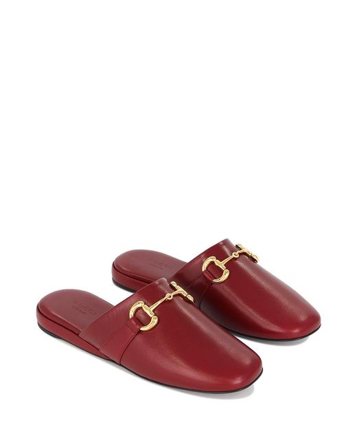 Gucci Red Horseshoe Buckle Muller Shoes