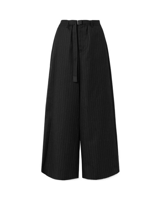 Sacai Black Pinstriped Wide-Leg Palazzo Pants
