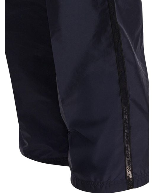 Prada Blue Logo Plaque Drawstring Trousers