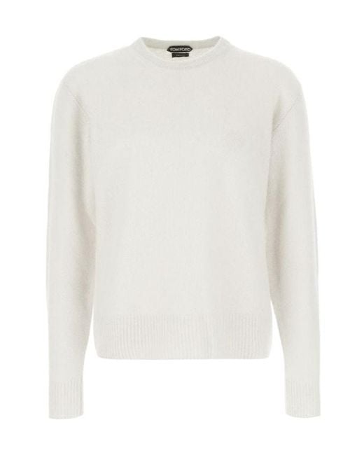 Tom Ford White Crewneck Knitted Jumper for men