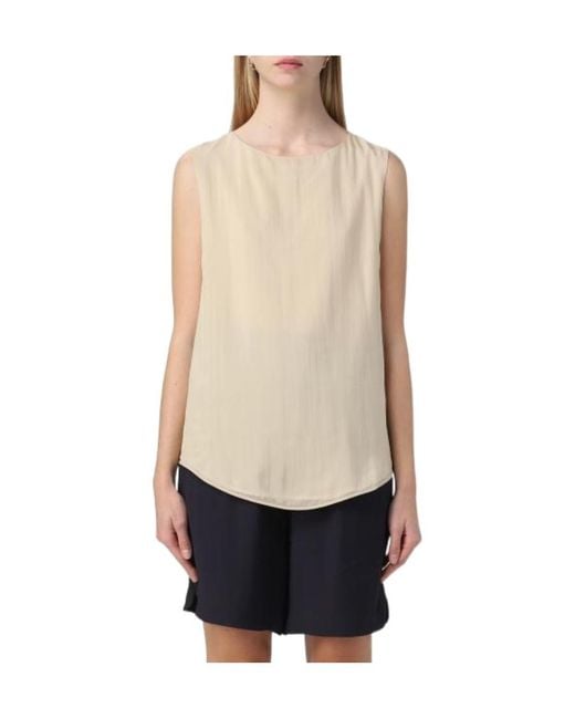 Fabiana Filippi Natural Sleeveless Vest With Round Neck