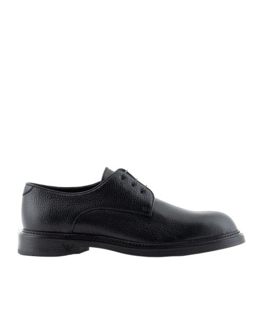 Emporio Armani Black Leather Shoes for men