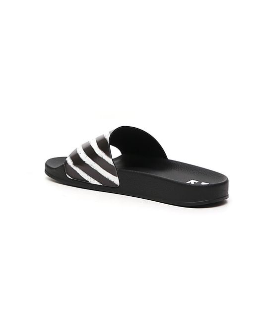Off-White c/o Virgil Abloh Black Diag-Stripe Flat Slides for men