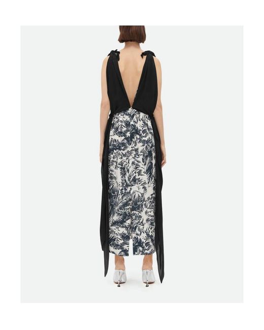Bottega Veneta Black V-Neck Graphic Printed Dress