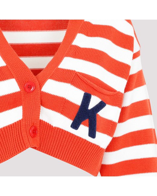 KENZO Red Striped Cropped Cardigan