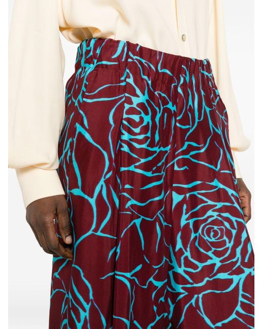 Dries Van Noten Blue Printed Casual Pants