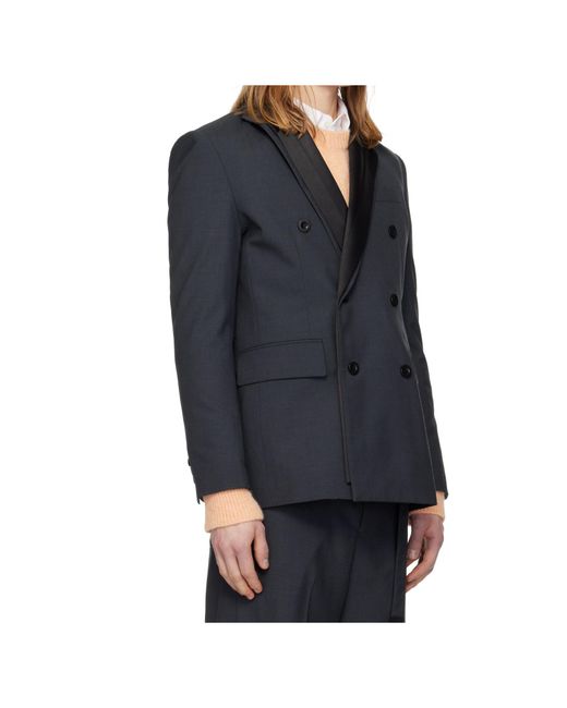 Sacai Blue Wool Blend Suit Jacket for men