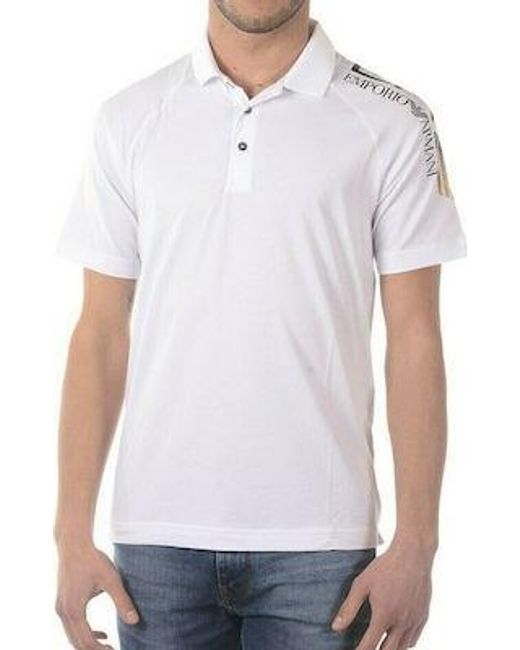 EA7 White Logo Polo Shirt for men