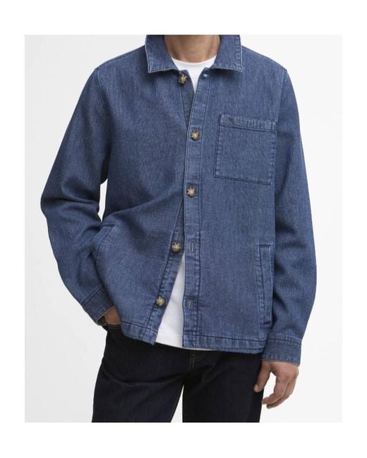 Barbour Blue Aickmen Textured Denim Overshirt for men