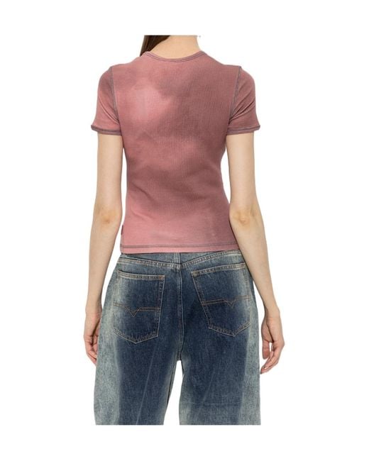 DIESEL Pink Crew Neck T-Shirt