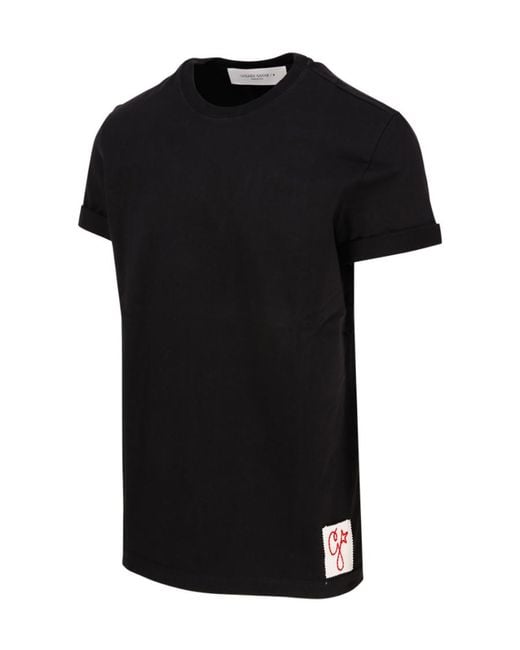 Golden Goose Deluxe Brand Black Logo Embroidered Crewneck T-Shirt for men