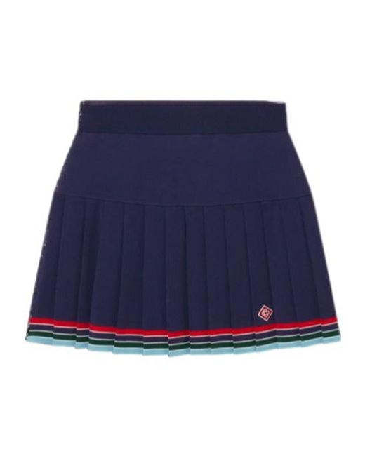 Casablanca Blue Baseball Pleated Skirt