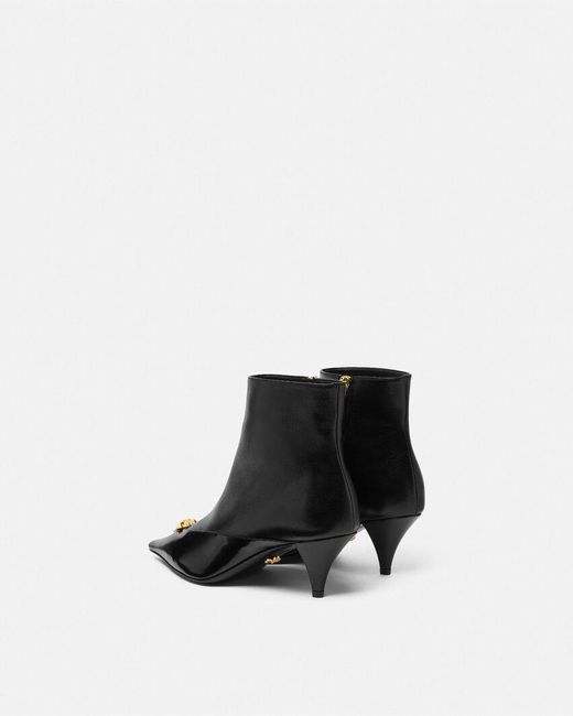Versace Black Pointed-Toe Zipped Ankle Boots