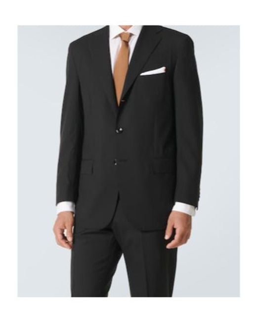 Kiton Black Single-Breasted Wool Suit for men
