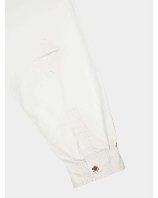 Balenciaga White Dirty-Effect Workwear Overshirt for men