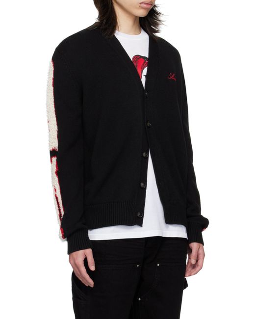 Amiri Black Cardigan With Bones Motif And Logo for men