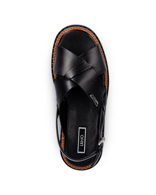 Liu Jo Black Crossover Flatform Sandals