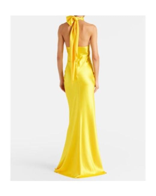Ralph Lauren Yellow Chilton Satin Gown