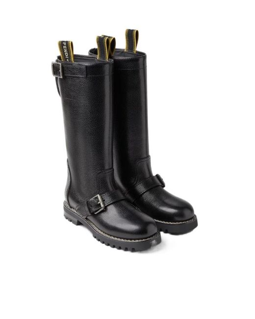 Fendi Black Commando Leather Boots