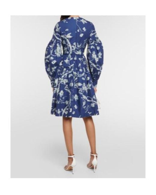 Erdem Blue Floral Poplin Minidress
