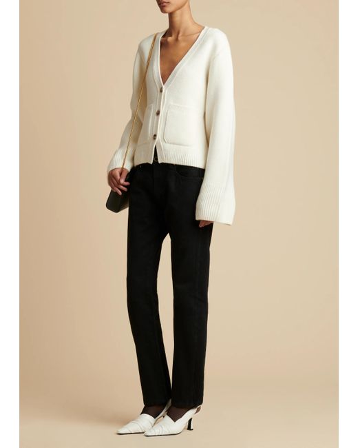 Khaite White Scarlet Long Sleeved V-Neck Cardigan