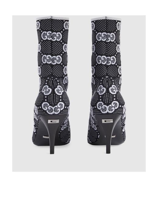Gucci Black Gg Knit Ankle Boots