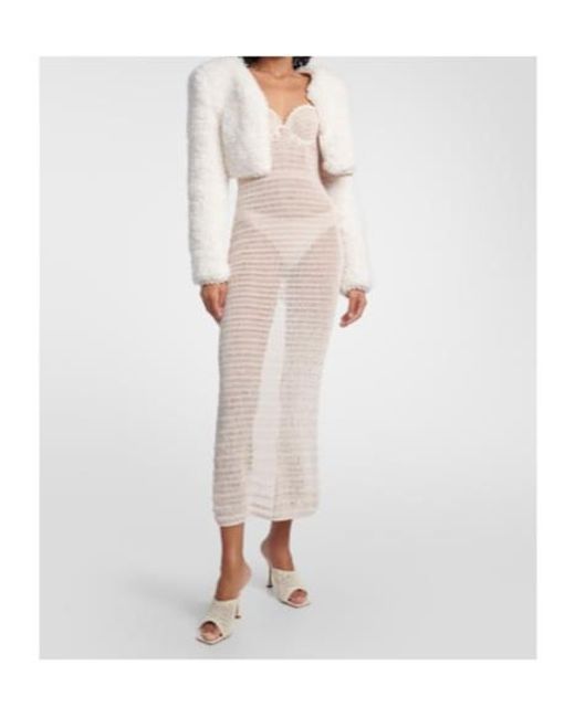 Magda Butrym White Crochet Cotton And Linen Blend Midi Dress