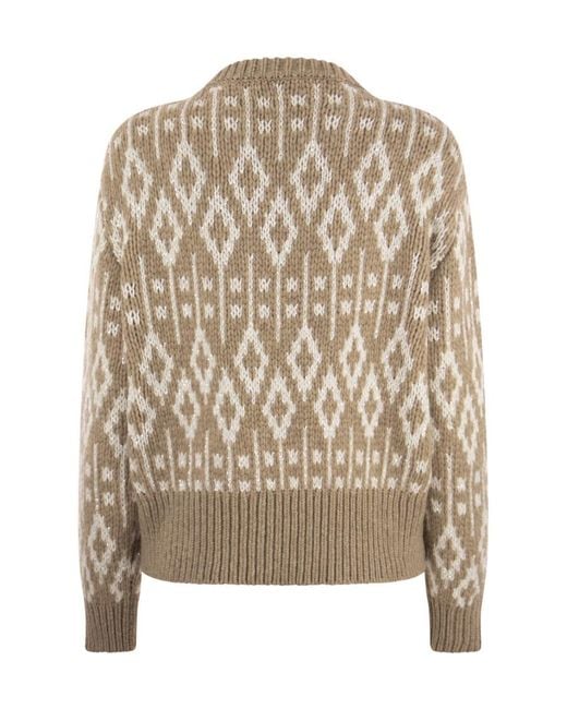 Brunello Cucinelli Multicolor Crew Neck Printed Cashmere Jumper