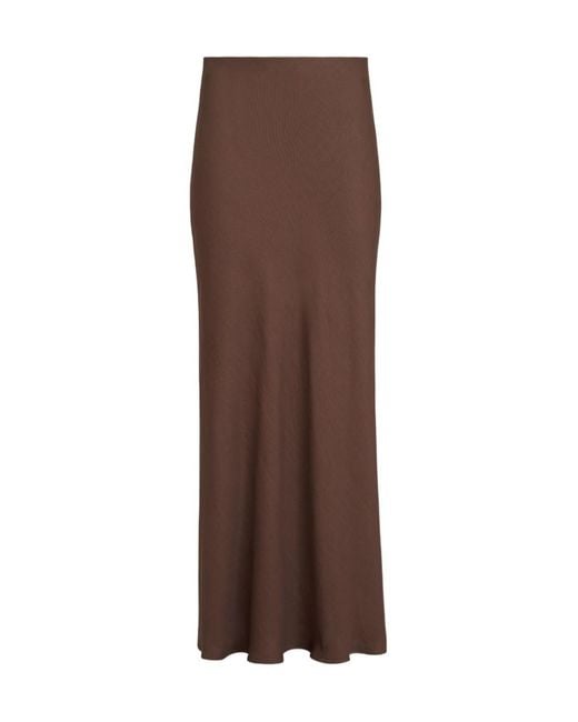 Brunello Cucinelli Brown Fluid Bias-Cut Skirt