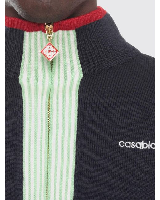 Casablanca Blue Logo-Embroidered Zip-Up Cardigan for men