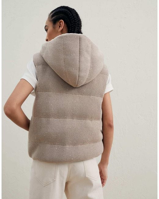 Brunello Cucinelli Natural Down Padded Knit Gilet
