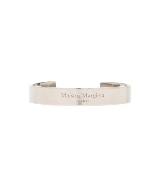 Maison Margiela White Logo Engraved Bracelet for men